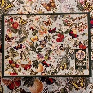 Cobble Hill "Fruit & Flutterbies" 1000 pc Jigsaw Puzzle Vintage Botany Butterfly
